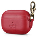 Dreem Vegan Leather Case Cover with Keychain Clip Compatible with AirPods Pro 1 for Apple 1st Generation [Red]