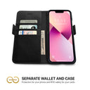 Dreem Fibonacci Wallet Case for iPhone 13 Mini | 2-in-1 Detachable Vegan Leather Cover [Black]