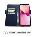 Dreem Fibonacci Wallet Case for iPhone 13 Mini | 2-in-1 Detachable Vegan Leather Cover [Royal]