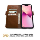Dreem Fibonacci Wallet Case for iPhone 13 Mini | 2-in-1 Detachable Vegan Leather Cover [Chocolate]