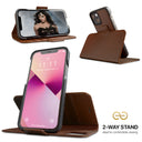 Dreem Fibonacci Wallet Case for iPhone 13 Mini | 2-in-1 Detachable Vegan Leather Cover [Chocolate]
