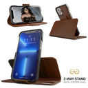 Dreem Fibonacci Wallet Case for iPhone 13 Pro | 2-in-1 Detachable Vegan Leather Cover [Chocolate]