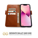 Dreem Fibonacci Wallet Case for iPhone 13 Mini | 2-in-1 Detachable Vegan Leather Cover [Caramel]
