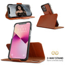 Dreem Fibonacci Wallet Case for iPhone 13 Mini | 2-in-1 Detachable Vegan Leather Cover [Caramel]