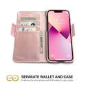 Dreem Fibonacci Wallet Case for iPhone 13 Mini | 2-in-1 Detachable Vegan Leather Cover [Rose]