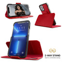 Dreem Fibonacci Wallet Case for iPhone 13 Pro | 2-in-1 Detachable Vegan Leather Cover [Red]