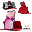 Dreem Fibonacci Wallet Case for iPhone 13 Mini | 2-in-1 Detachable Vegan Leather Cover [Red]