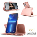 Dreem Fibonacci Wallet Case for iPhone 13 Pro Max | 2-in-1 Detachable Vegan Leather Cover [Rose]