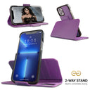 Dreem Fibonacci Wallet Case for iPhone 13 Pro | 2-in-1 Detachable Vegan Leather Cover [Purple]