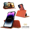 Dreem Fibonacci Wallet Case for iPhone 14 & iPhone 16e Case Wallet | 3-in-1 Magnetic Detachable Vegan Leather Cover [Caramel]