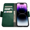 Dreem Fibonacci Wallet Case for iPhone 14 & iPhone 16e Case Wallet | 3-in-1 Magnetic Detachable Vegan Leather Cover [Green]