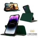 Dreem Fibonacci Wallet Case for iPhone 14 & iPhone 16e Case Wallet | 3-in-1 Magnetic Detachable Vegan Leather Cover [Green]