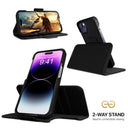 Dreem Fibonacci Wallet Case for iPhone 14 & iPhone 16e Case Wallet | 3-in-1 Magnetic Detachable Vegan Leather Cover [Black]