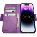 Dreem Fibonacci Wallet Case for iPhone 14 & iPhone 16e Case Wallet | 3-in-1 Magnetic Detachable Vegan Leather Cover [Purple]