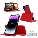 Dreem Fibonacci Wallet Case for iPhone 14 & iPhone 16e Case Wallet | 3-in-1 Magnetic Detachable Vegan Leather Cover [Red]