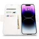 Dreem Fibonacci Wallet Case for iPhone 14 & iPhone 16e Case Wallet | 3-in-1 Magnetic Detachable Vegan Leather Cover [White]