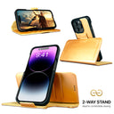 Dreem Fibonacci Wallet Case for iPhone 14 Pro Max | 2-in-1 Detachable Vegan Leather Cover [Gold]