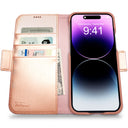 Dreem Fibonacci Wallet Case for iPhone 14 & iPhone 16e Case Wallet | 3-in-1 Magnetic Detachable Vegan Leather Cover [Rose]