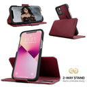 Dreem Fibonacci Wallet Case for iPhone 13 | 2-in-1 Detachable Vegan Leather Cover [Burgundy]