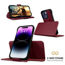Dreem Fibonacci Wallet Case for iPhone 14 & iPhone 16e Case Wallet | 3-in-1 Magnetic Detachable Vegan Leather Cover [Burgundy]