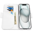 Dreem Fibonacci Wallet Case for iPhone 15 | 2-in-1 Detachable Vegan Leather Cover [White]