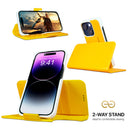 Dreem Fibonacci Wallet Case for iPhone 14 Plus | 2-in-1 Detachable Vegan Leather Cover [Yellow]