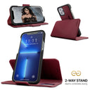 Dreem Fibonacci Wallet Case for iPhone 13 Pro | 2-in-1 Detachable Vegan Leather Cover [Burgundy]