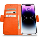 Dreem Fibonacci Wallet Case for iPhone 14 Plus | 2-in-1 Detachable Vegan Leather Cover [Orange]