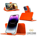 Dreem Fibonacci Wallet Case for iPhone 14 & iPhone 16e Case Wallet | 3-in-1 Magnetic Detachable Vegan Leather Cover [Orange]