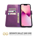 Dreem Fibonacci Wallet Case for iPhone 13 | 2-in-1 Detachable Vegan Leather Cover [Purple]