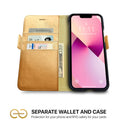 Dreem Fibonacci Wallet Case for iPhone 13 | 2-in-1 Detachable Vegan Leather Cover [Gold]