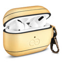 Dreem Vegan Leather Case Cover with Keychain Clip Compatible with AirPods Pro 1 for Apple 1st Generation [Gold]