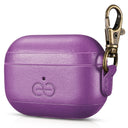 Dreem Vegan Leather Case Cover with Keychain Clip Compatible with AirPods Pro 1 for Apple 1st Generation [Purple]