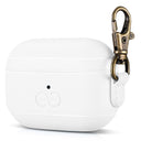 Dreem Vegan Leather Case Cover with Keychain Clip Compatible with AirPods Pro 1 for Apple 1st Generation [White]