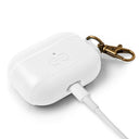 Dreem Vegan Leather Case Cover with Keychain Clip Compatible with AirPods Pro 1 for Apple 1st Generation [White]