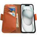Dreem Fibonacci Wallet Case for iPhone 15 Plus | 2-in-1 Detachable Vegan Leather Cover [Caramel]