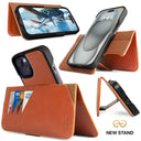 Dreem Fibonacci Wallet Case for iPhone 15 Plus | 2-in-1 Detachable Vegan Leather Cover [Caramel]