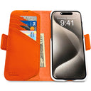 Dreem Fibonacci Wallet Case for iPhone 15 Pro Max | 2-in-1 Detachable Vegan Leather Cover [Orange]