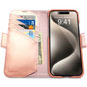 Dreem Fibonacci Wallet Case for iPhone 15 Pro Max | 2-in-1 Detachable Vegan Leather Cover [Rose]