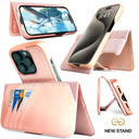 Dreem Fibonacci Wallet Case for iPhone 15 Pro Max | 2-in-1 Detachable Vegan Leather Cover [Rose]