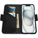 Dreem Fibonacci Wallet Case for iPhone 15 Plus | 2-in-1 Detachable Vegan Leather Cover [Black]