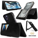 Dreem Fibonacci Wallet Case for iPhone 15 Plus | 2-in-1 Detachable Vegan Leather Cover [Black]
