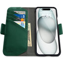 Dreem Fibonacci Wallet Case for iPhone 15 Plus | 2-in-1 Detachable Vegan Leather Cover [Green]