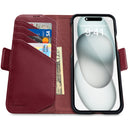 Dreem Fibonacci Wallet Case for iPhone 15 Plus | 2-in-1 Detachable Vegan Leather Cover [Burgundy]