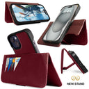 Dreem Fibonacci Wallet Case for iPhone 15 Plus | 2-in-1 Detachable Vegan Leather Cover [Burgundy]