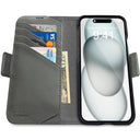 Dreem Fibonacci Wallet Case for iPhone 15 | 2-in-1 Detachable Vegan Leather Cover [Grey]