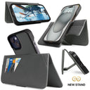Dreem Fibonacci Wallet Case for iPhone 15 | 2-in-1 Detachable Vegan Leather Cover [Grey]