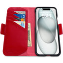 Dreem Fibonacci Wallet Case for iPhone 15 | 2-in-1 Detachable Vegan Leather Cover [Red]