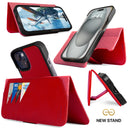 Dreem Fibonacci Wallet Case for iPhone 15 | 2-in-1 Detachable Vegan Leather Cover [Red]