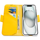 Dreem Fibonacci Wallet Case for iPhone 15 | 2-in-1 Detachable Vegan Leather Cover [Yellow]